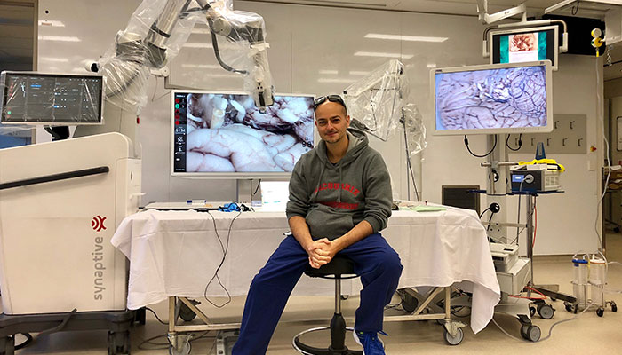 Associate Professor Antonio Di leva at the Macquarie University Hospital Computational Neurosurgery Laboratory