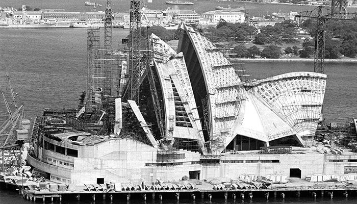 The Sydney Opera House under construction