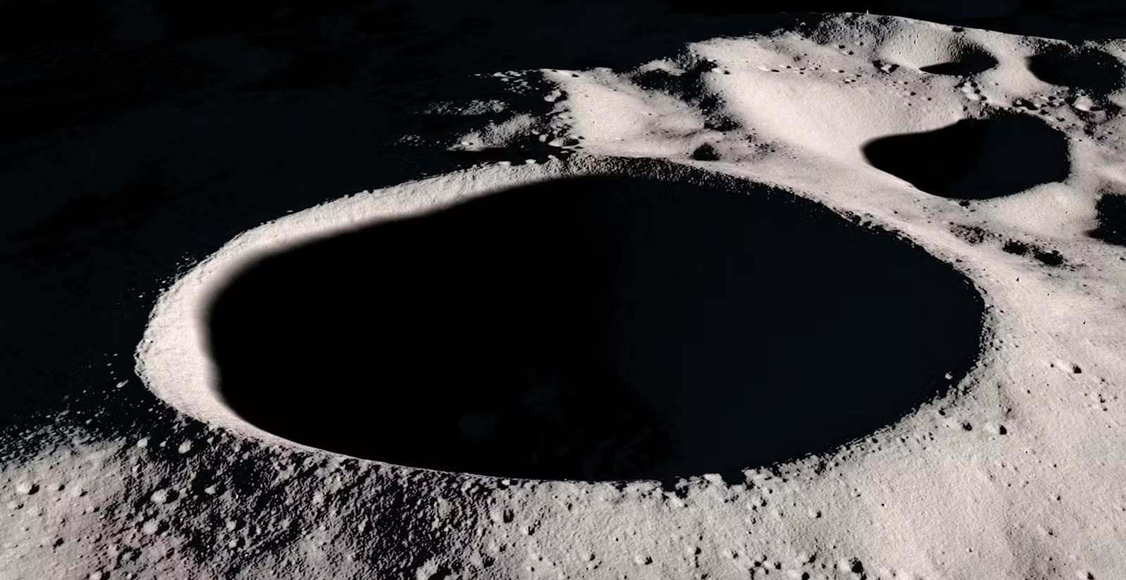 Shackleton crater on the Lunar South Pole. NASA's Scientific Visualization Studio
