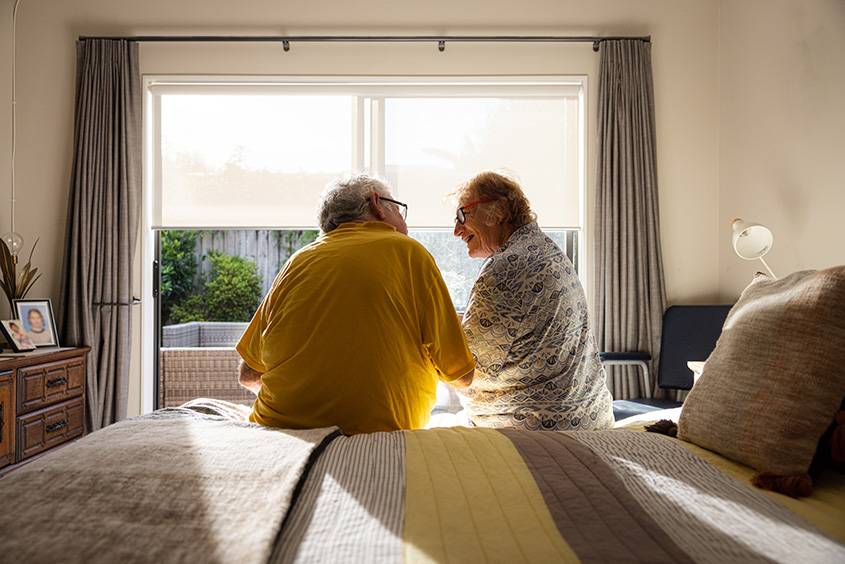 Elderly couple in aged care. 
