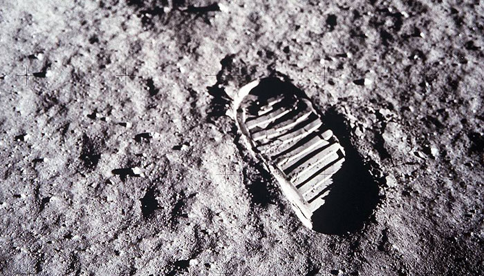 Buzz Aldrin's footprint on the Moon
