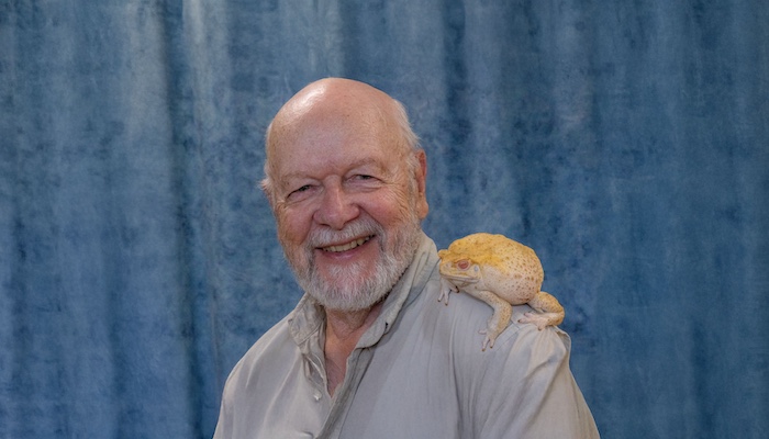 Professor Rick Shine and albino toad