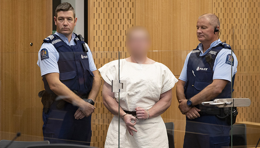 The Christchurch mosque shooter in court.
