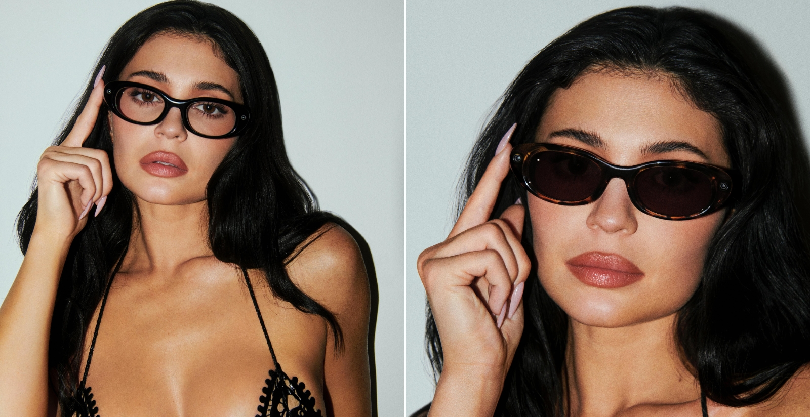 Kylie Jenner advertising her new line of Meta smart glasses.