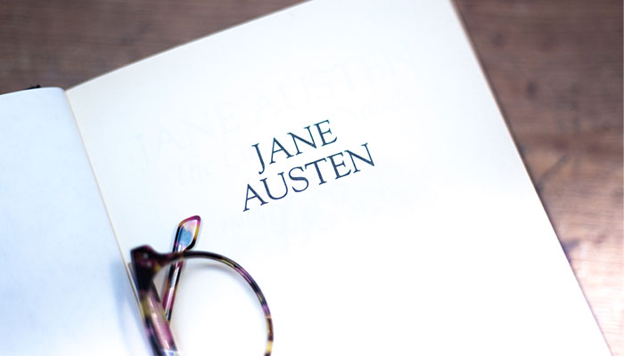 Jane Austen novel open on a page