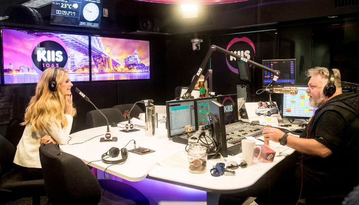 Kyle and Jackie interviewing Paris Hilton on KIIS FM. 