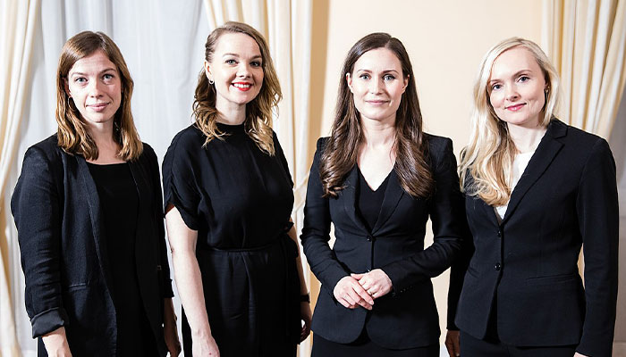 Finland Prime Minister Sanna Marin with cabinet members.