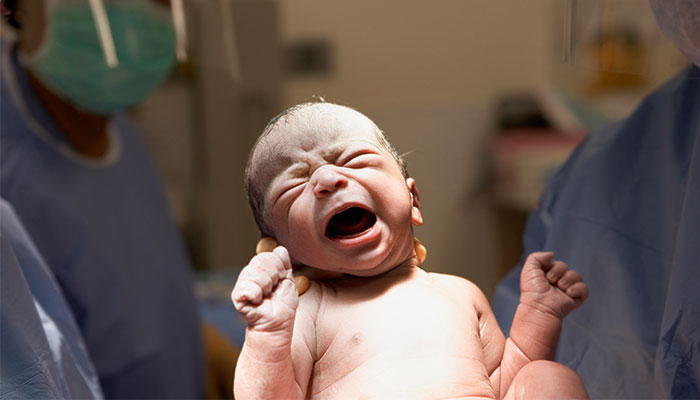 Newborn baby screaming
