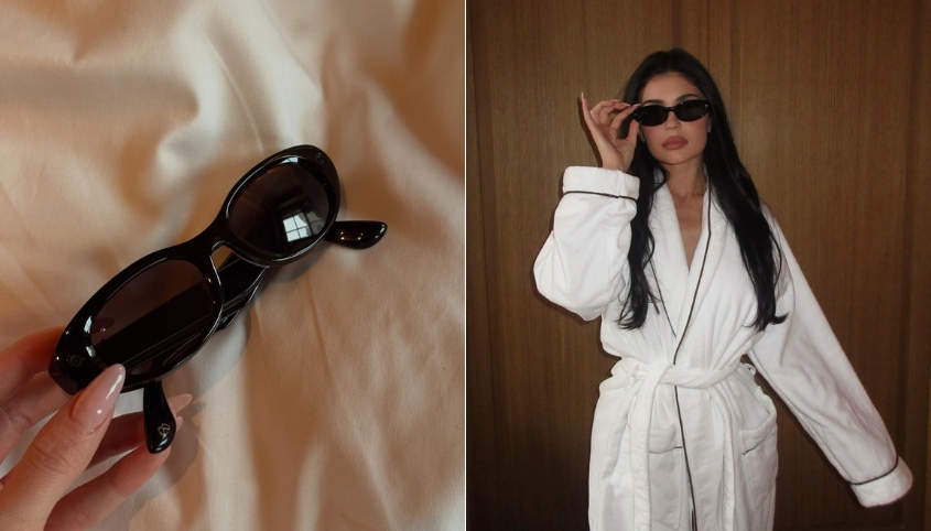 Kylie Jenner advertising her new line of Meta smart glasses.