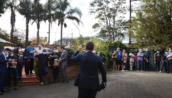 Crowded Sydney auction during 2021 property boom