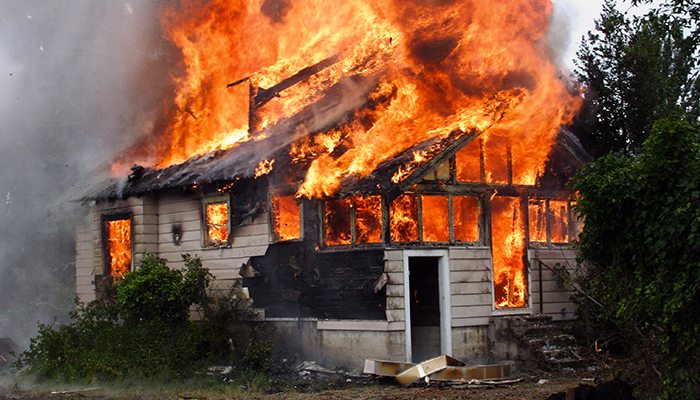 Burning House stock photo